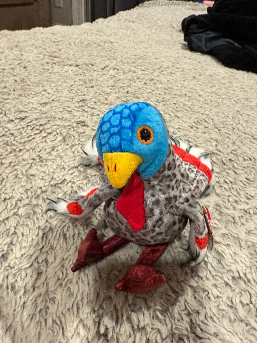 TY Lurkey Colorful Plush Turkey Toy - Blue Head, Yellow Beak, Red Accents
